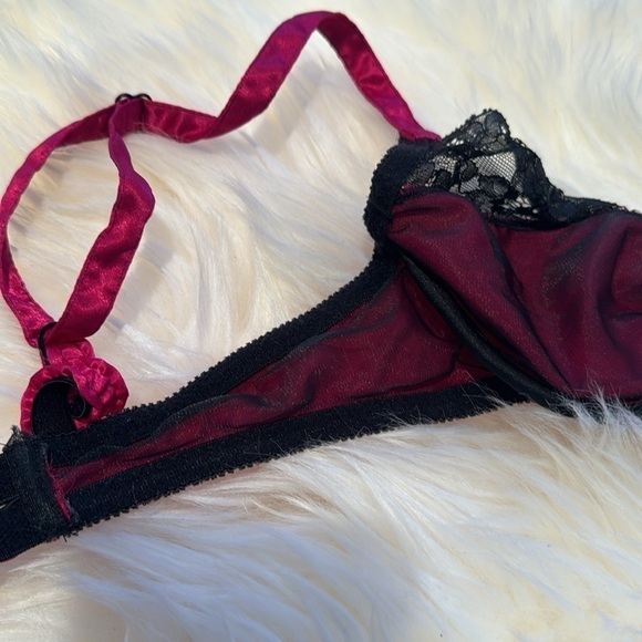Victoria’s Secret Gold Label 90s pink satin black lace bra likenew Deadstock 34B - Picture 7 of 8